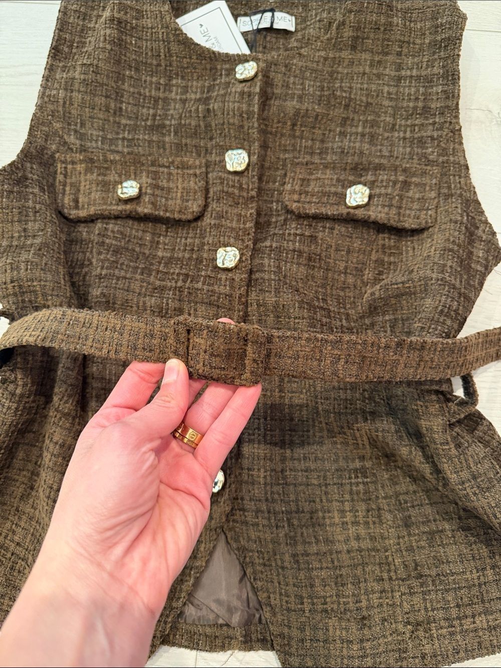 Brown Tweed Belted Vest and Skort - Picture 9 of 11